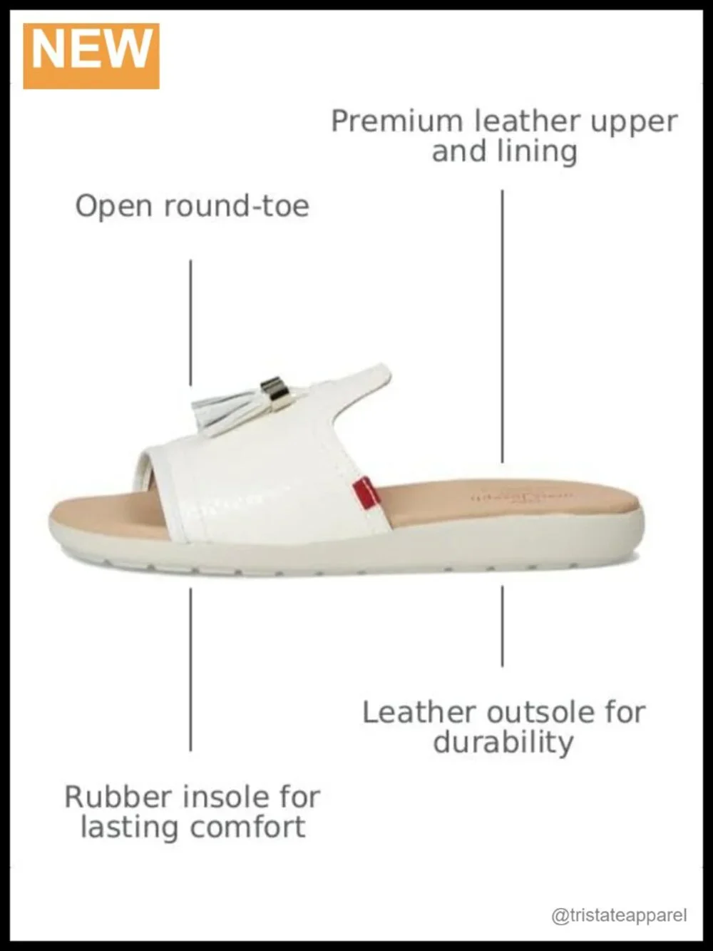 Marc Joseph New York Riverside Leather Slide Sandal Slip On Flat
